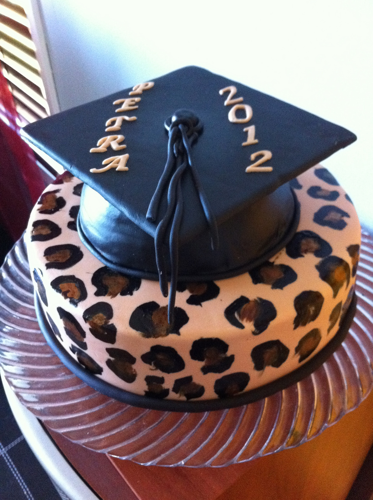 Cheetah Print Graduation Cake