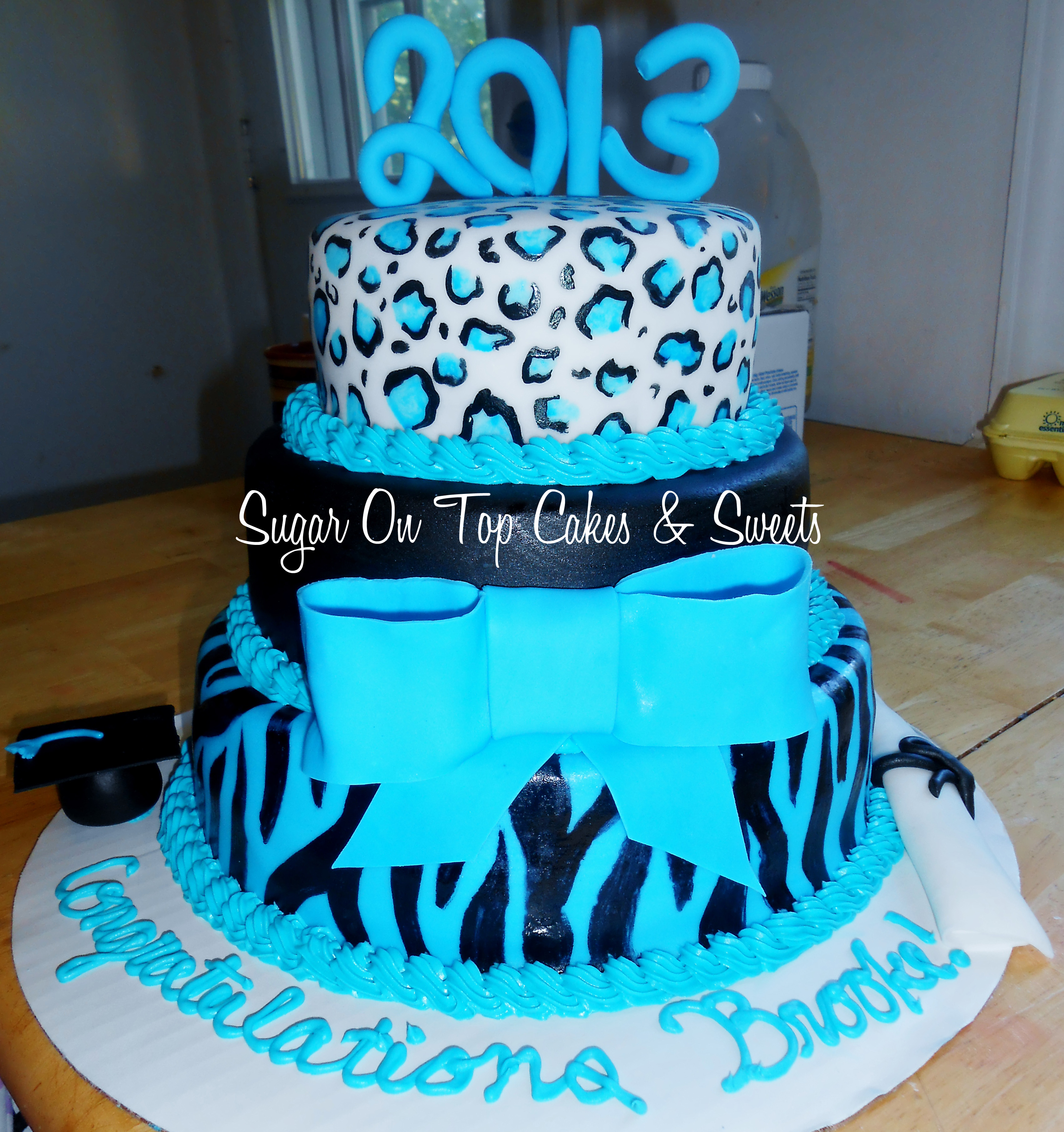 Cheetah Print Graduation Cake