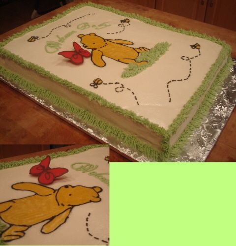 Classic Winnie the Pooh Baby Shower Cake