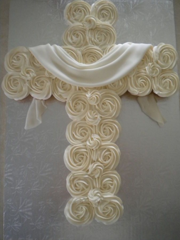 Communion Cupcake Cross Cake