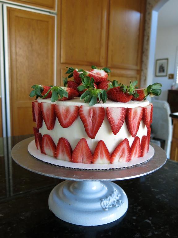 Decorating Cake with Strawberries