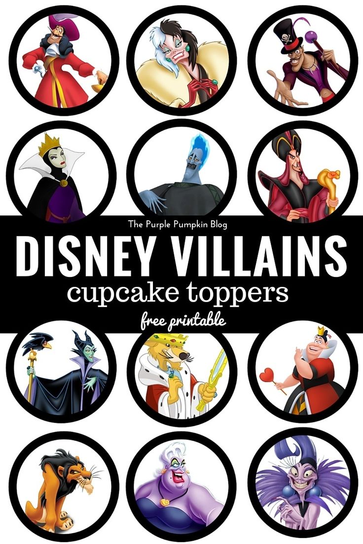 Disney Villains Cupcake Toppers Printable