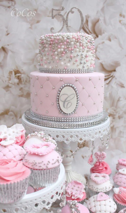 Elegant Black and Pink Birthday Cake