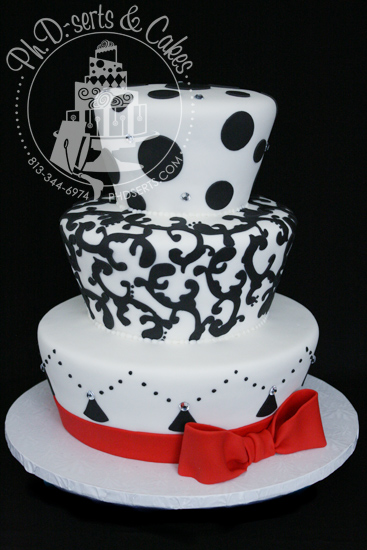 Elegant Wedding Cake Red Black and White