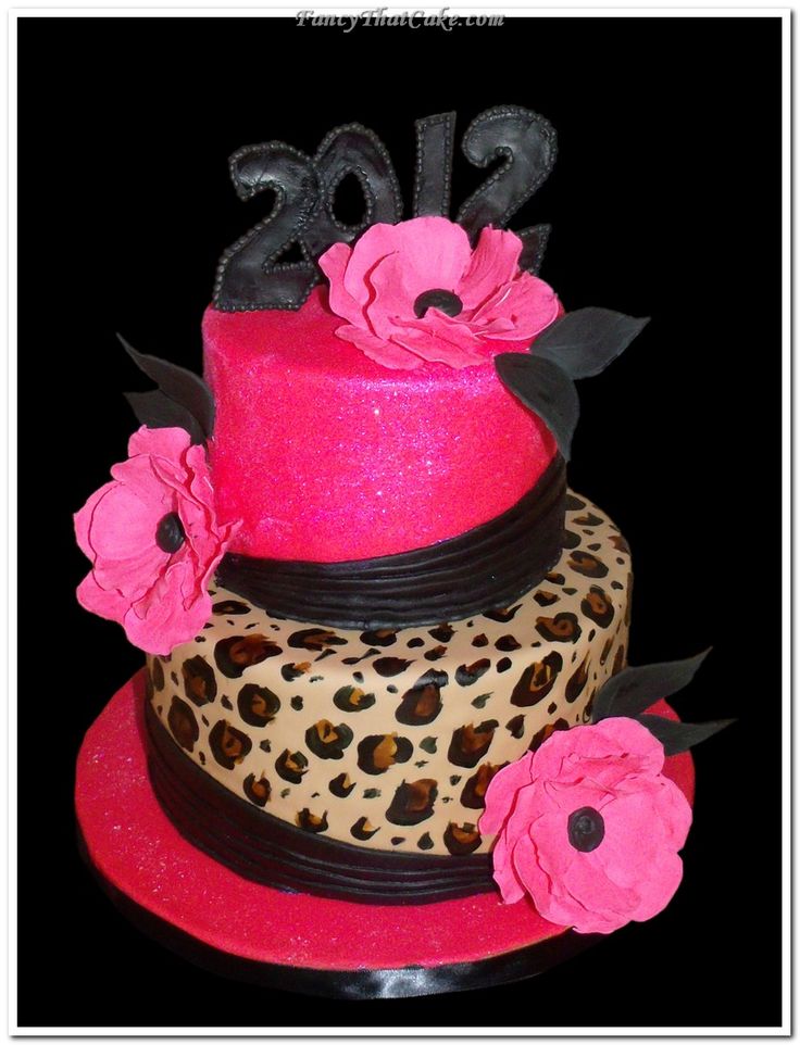 Hot Pink Cheetah Print Birthday Cake