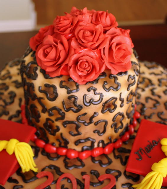 Leopard Print Graduation Cake