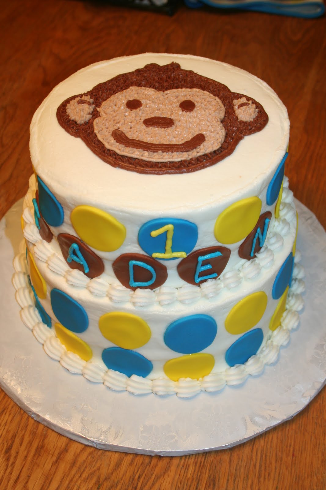 Monkey Boy First Birthday Cake