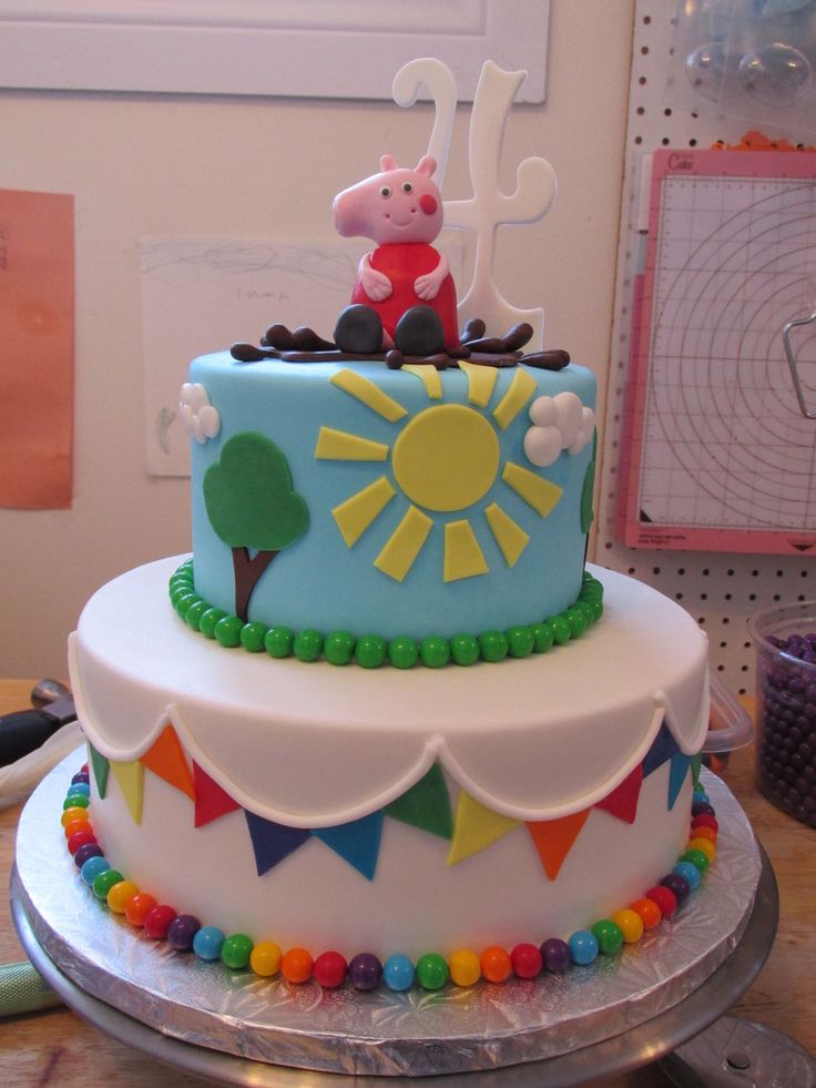 Peppa Pig Theme Birthday Cake