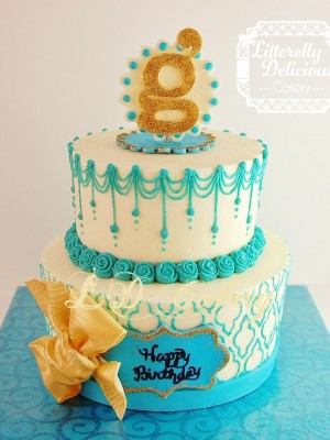 Piped Buttercream Birthday Cake