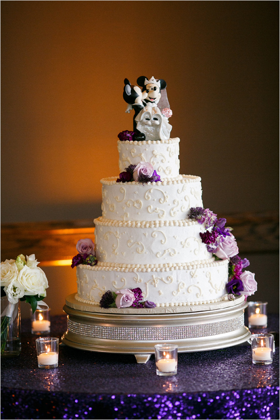 Purple and Gold Wedding Cake