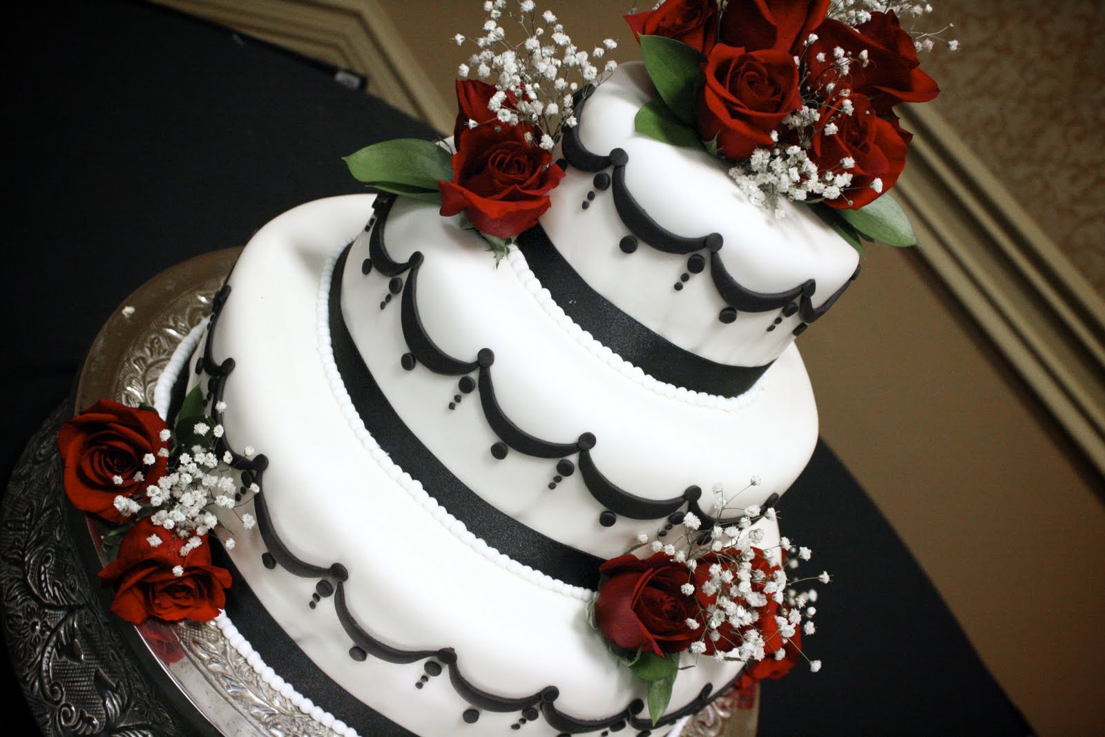 Red Black and White Sheet Cake