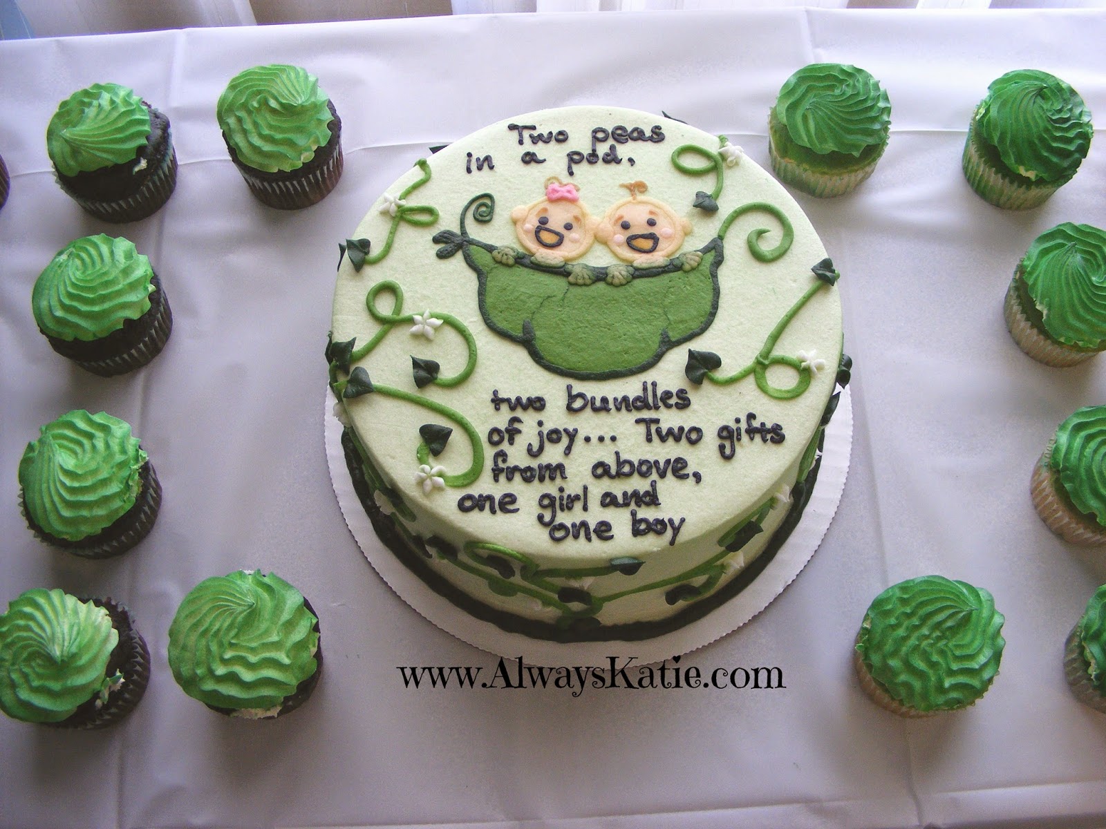 Two Peas in a Pod Twins Baby Shower Cake