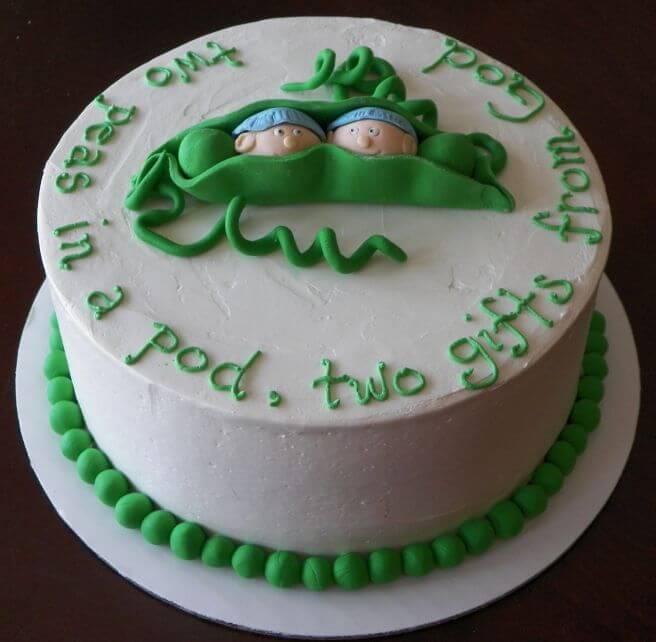 Two Peas in a Pod Twins Baby Shower Cake