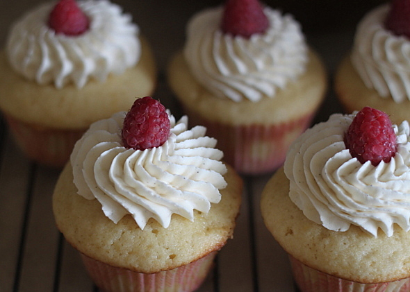 Vanilla Cupcakes with Raspberry Buttercream