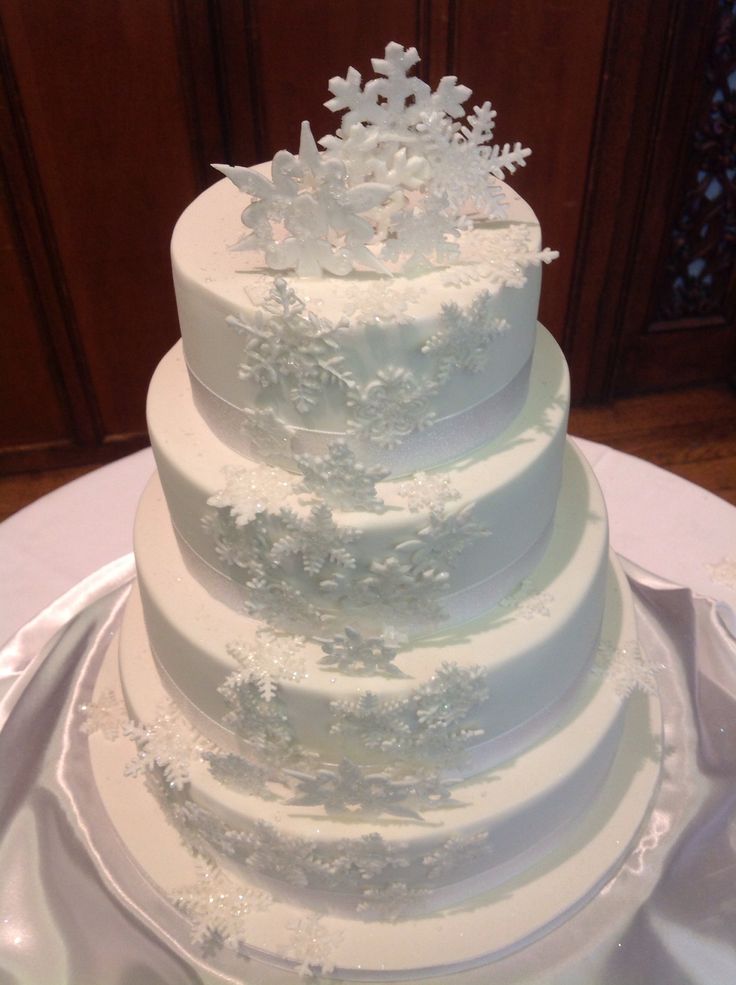 Winter Wonderland Wedding Cake Blue