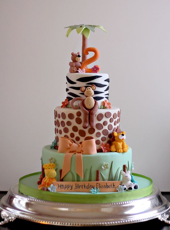 Zoo Animal Themed Birthday Cake