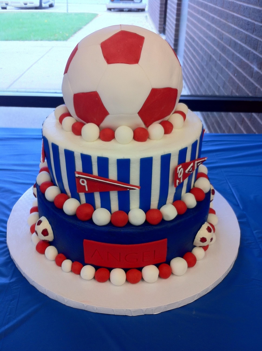 Blue and White Soccer Ball Cakes