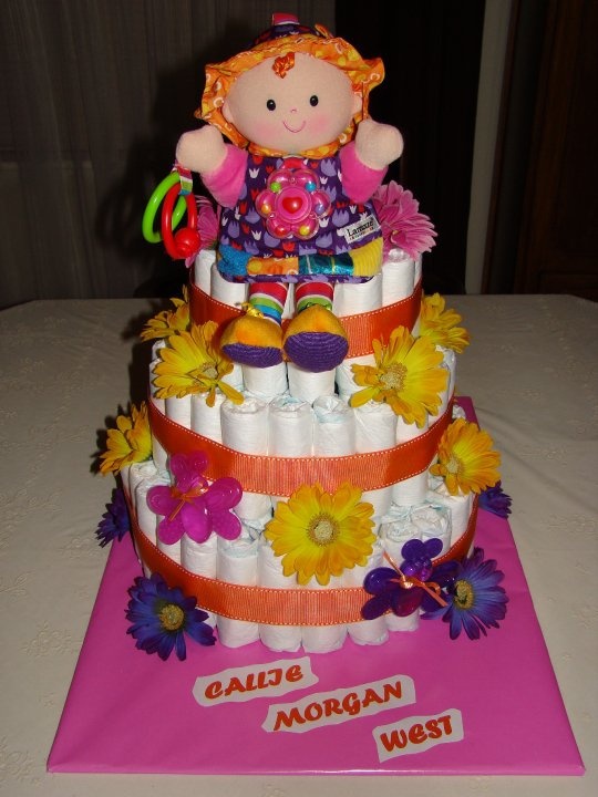 Diaper Cake with Flowers