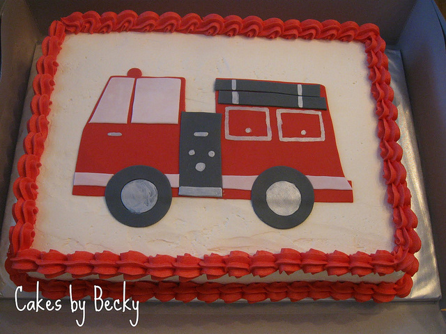 Fire Truck Sheet Cake