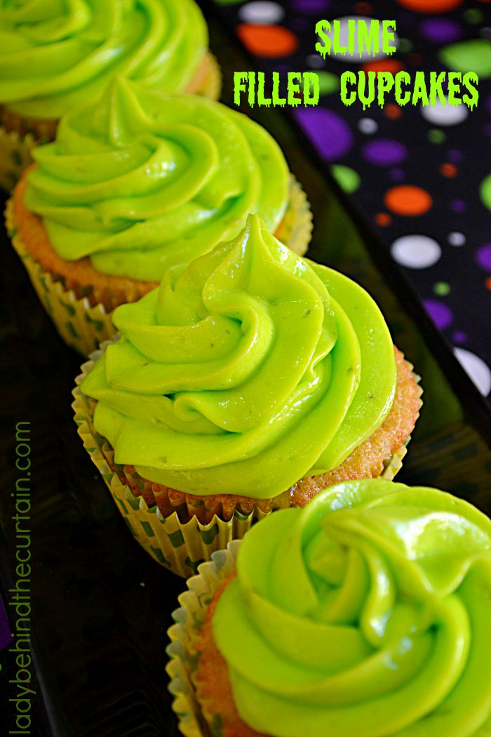 Green Filled Halloween Cupcakes