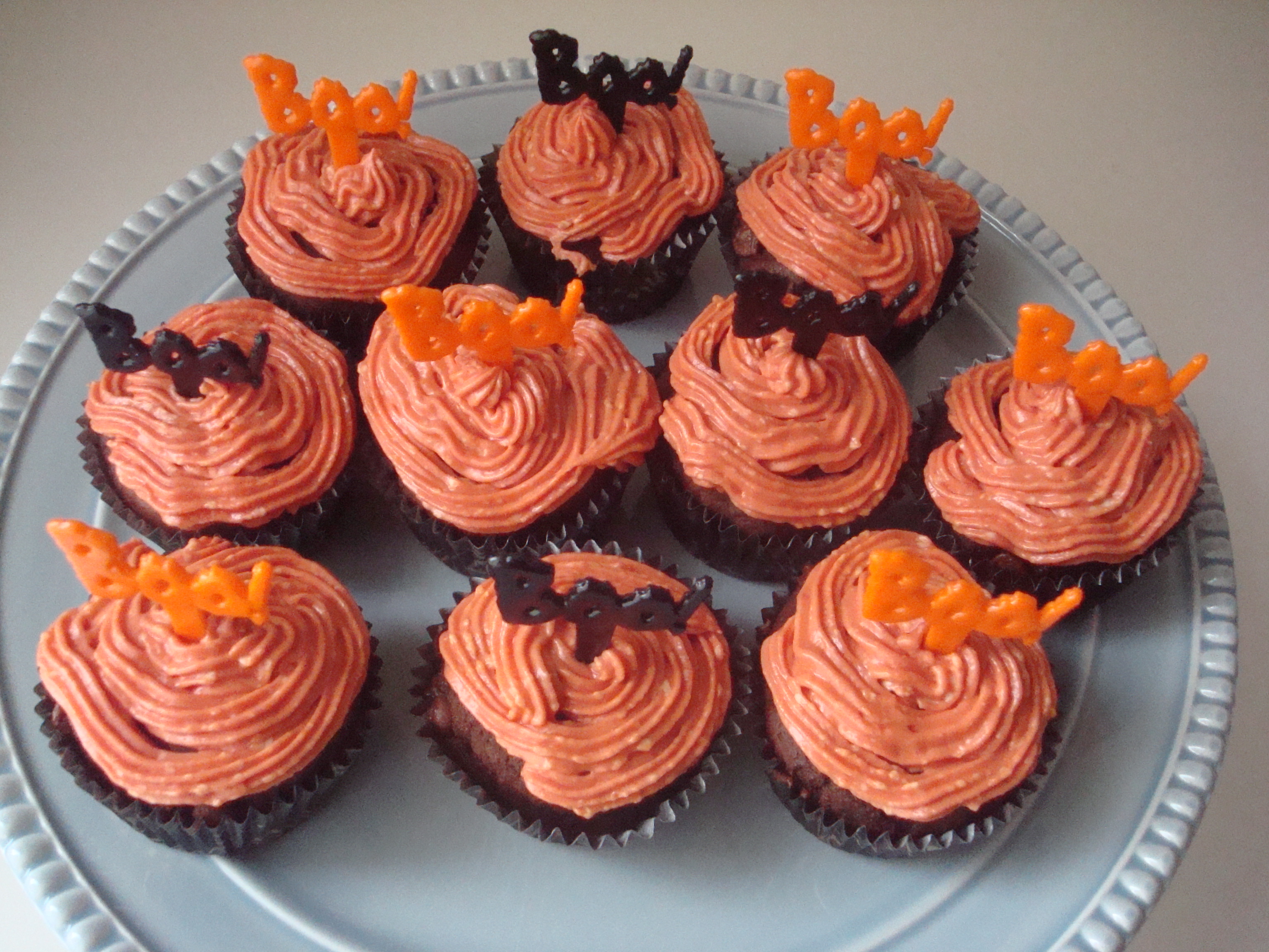 Halloween Cupcakes with Orange Frosting