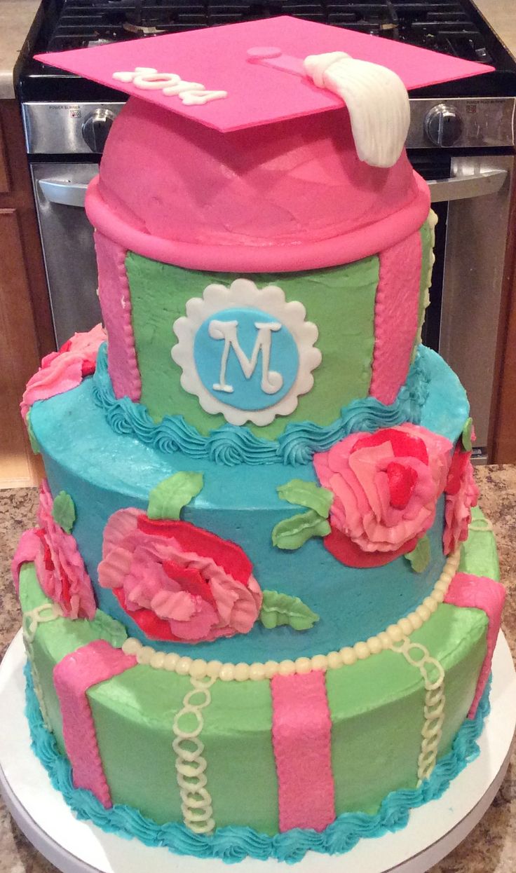 Lilly Pulitzer Graduation Cake