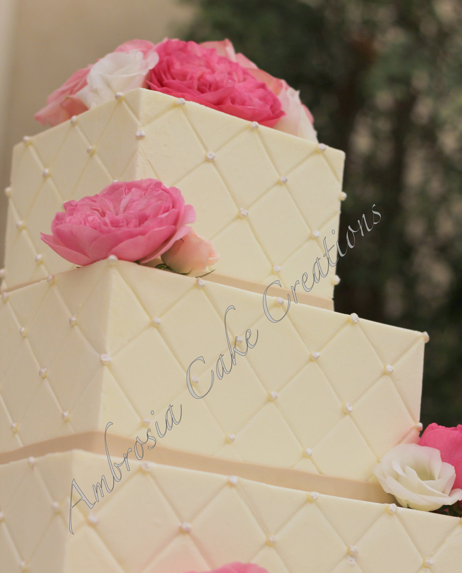 Quilted Buttercream Wedding Cake