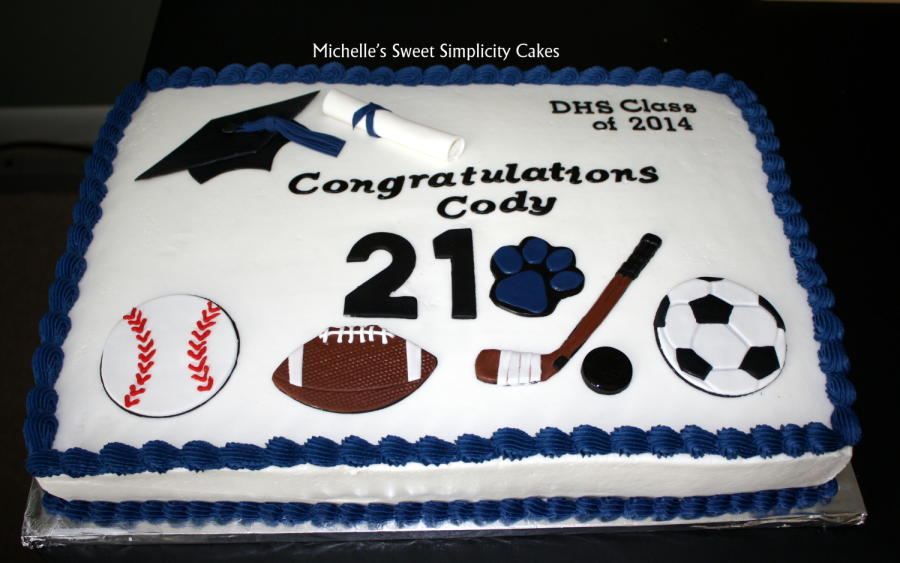 Sports-Themed Graduation Cake