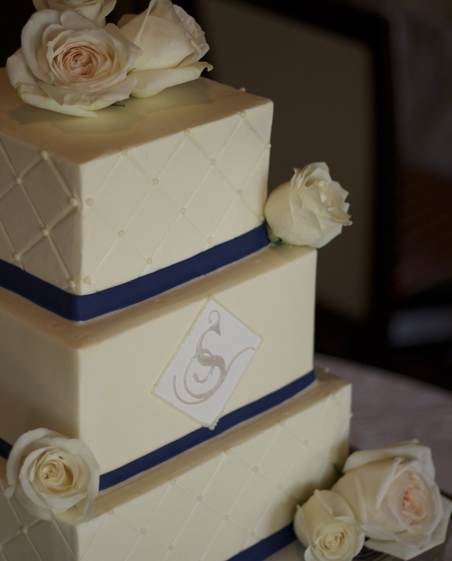 Square Monogram Wedding Cake