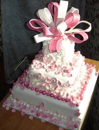 3 Tier Birthday Cake with Flowers