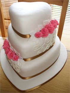 3 Tier Heart Shaped Wedding Cake