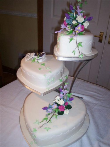 3 Tier Heart Shaped Wedding Cake