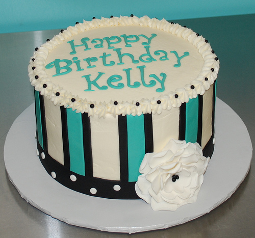 Black and Teal Birthday Cake