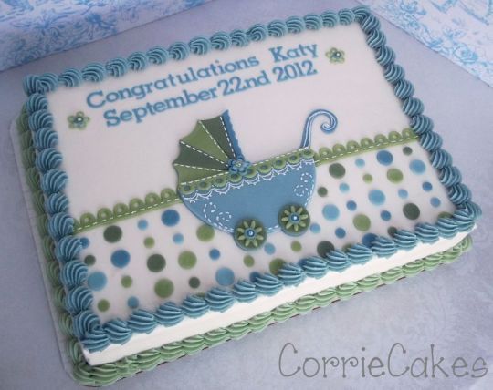 Blue Baby Shower Sheet Cake