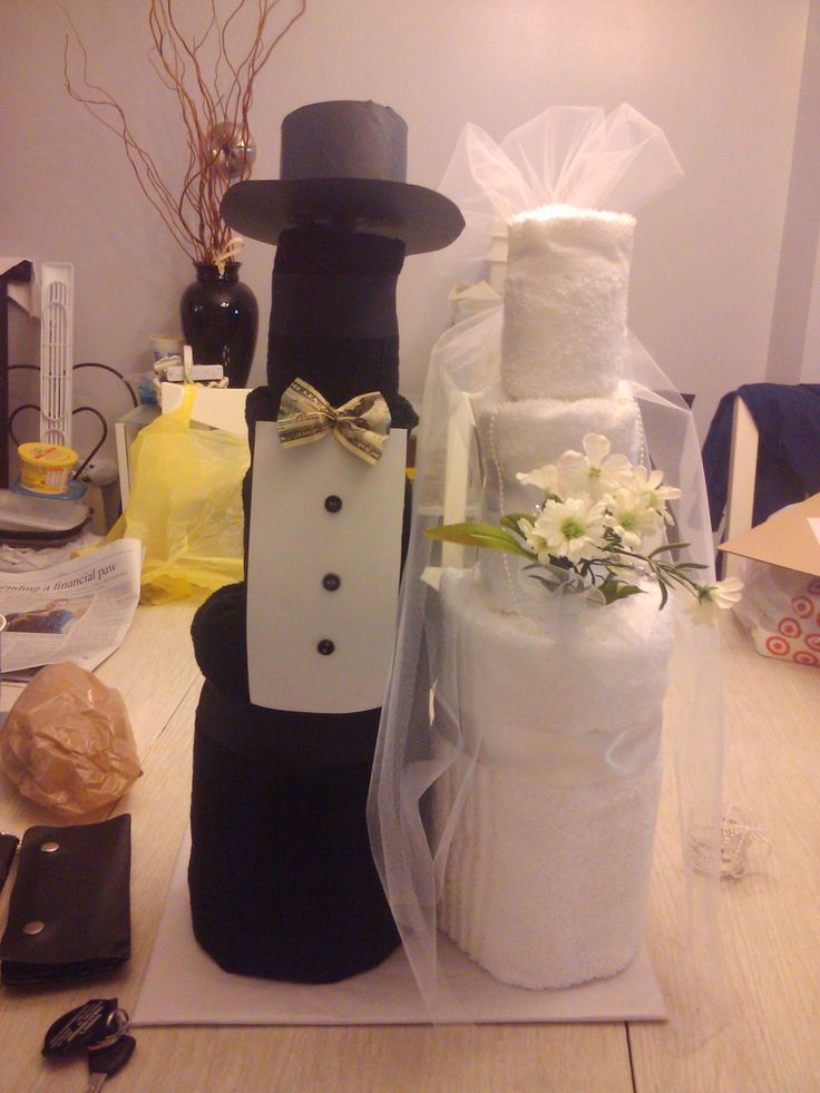 Bride and Groom Towel Cake