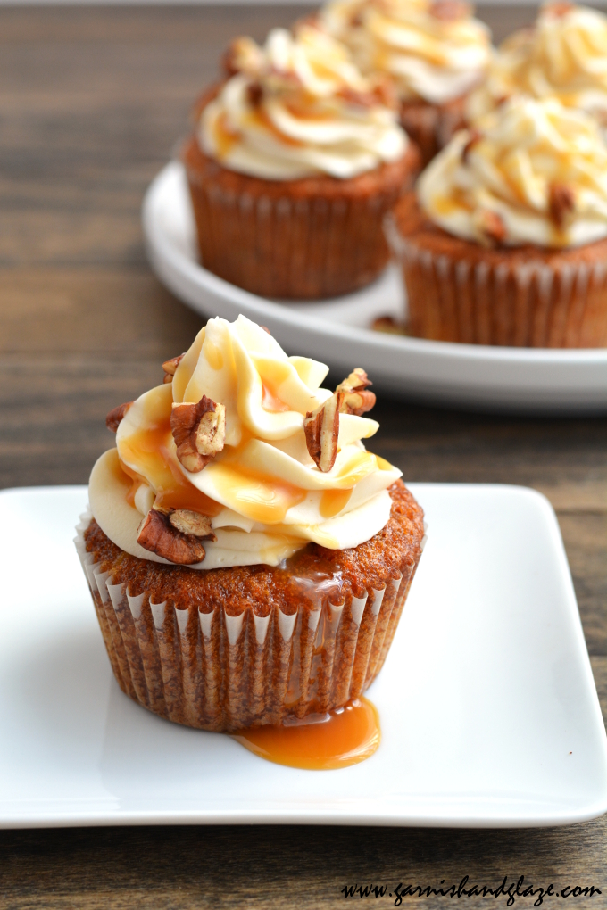 Carrot Pecan Caramel Cupcakes