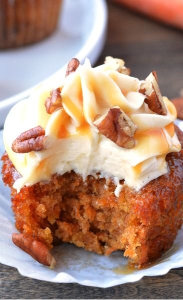 Carrot Pecan Caramel Cupcakes