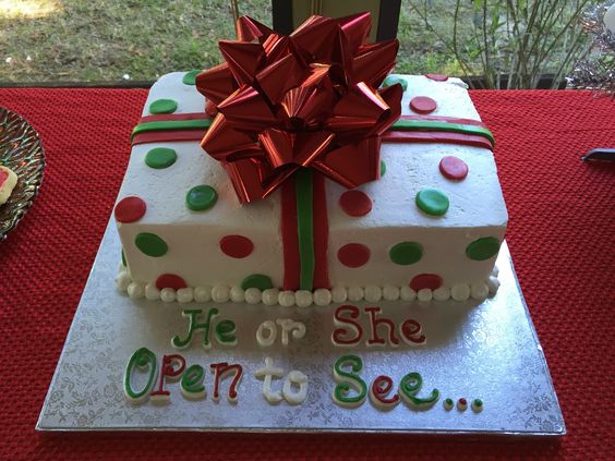 Christmas Gender Reveal Cake