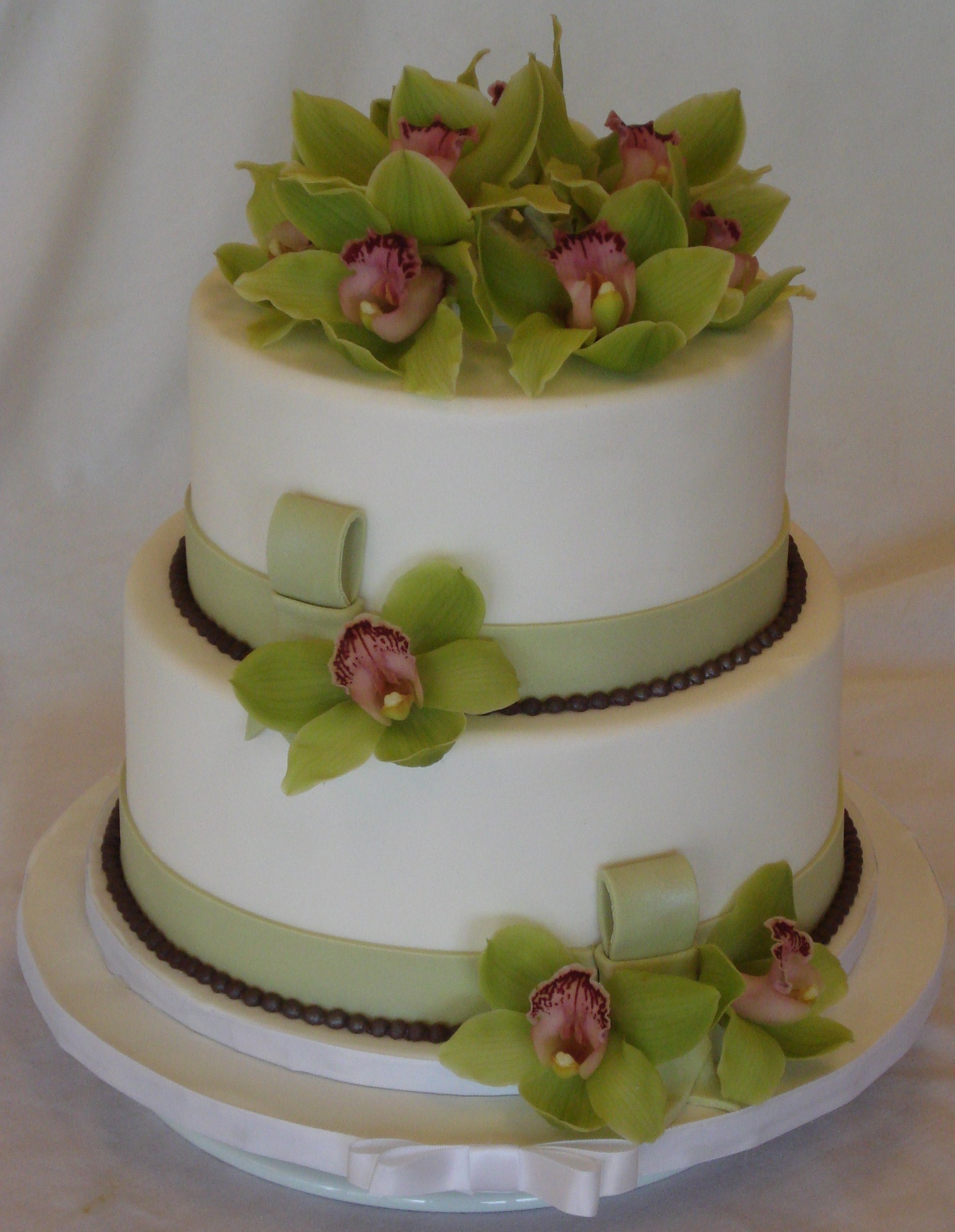 Elegant Birthday Cake with Orchids