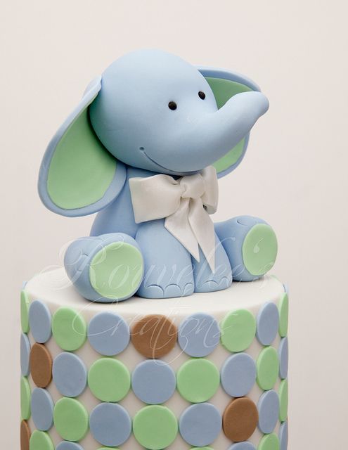 Elephant Baby Shower Fondant Cake Topper