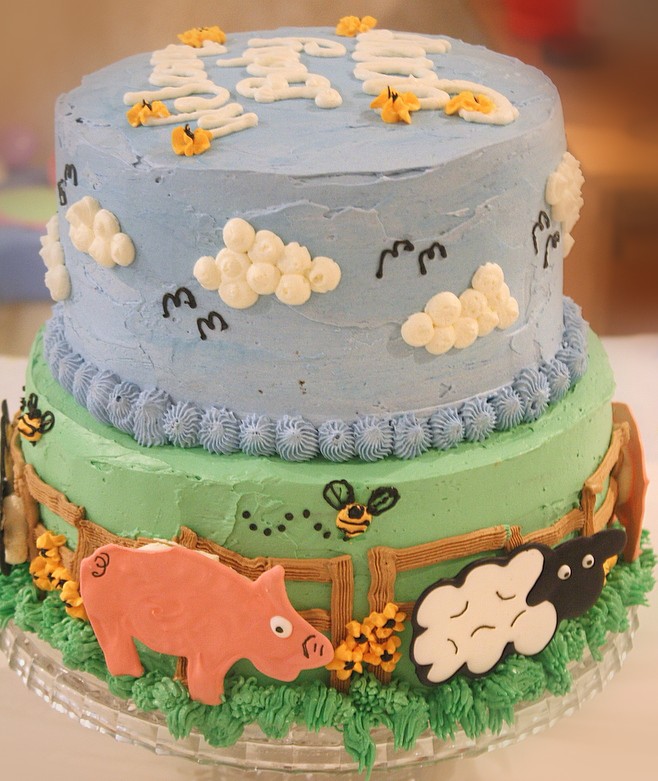 Farm Animal Baby Shower Cake