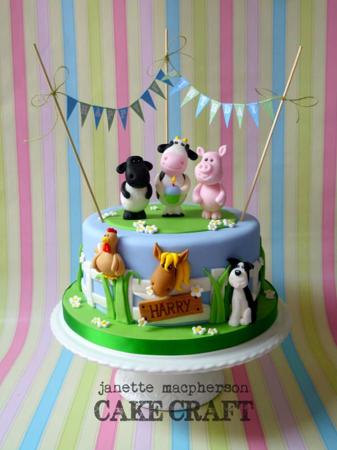 Farm Animals Birthday Cake