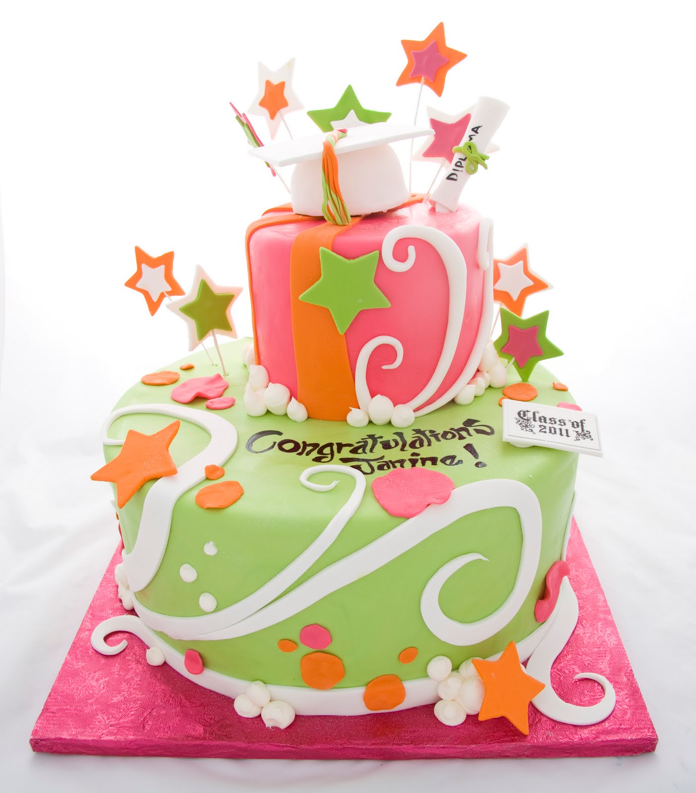 Graduation Cake with Swirls