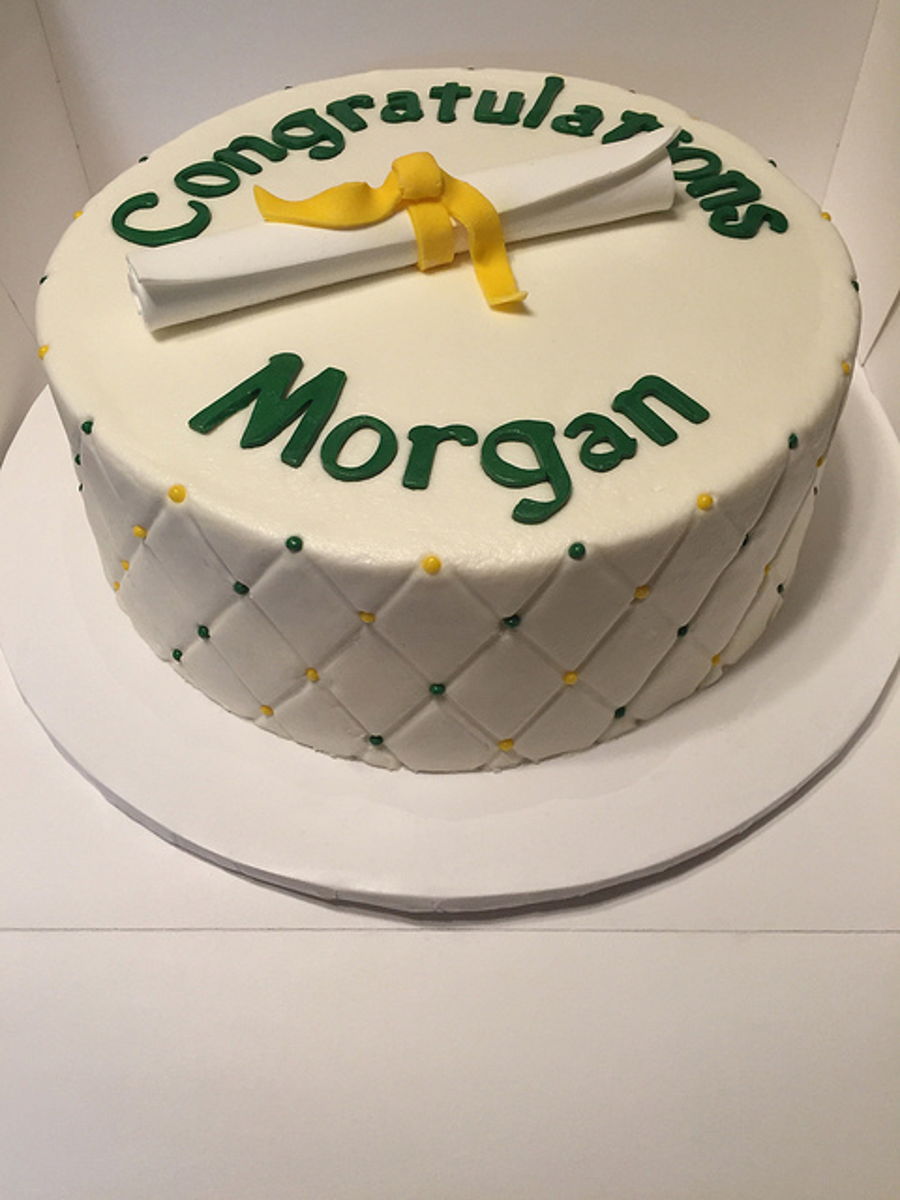 Green and Gold Graduation Cake