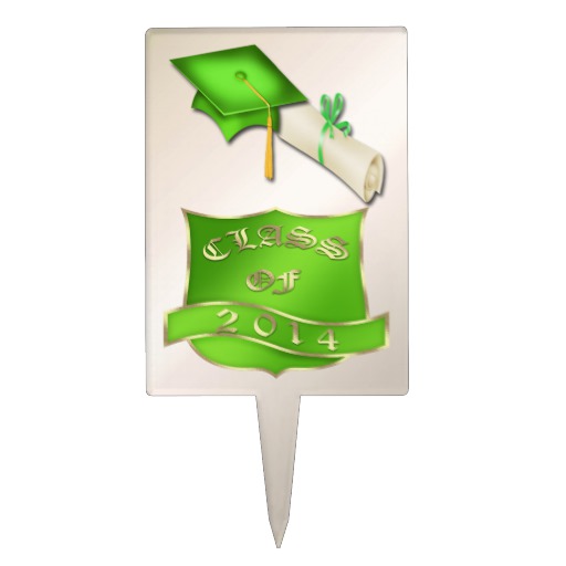 Green and Gold Graduation Cake