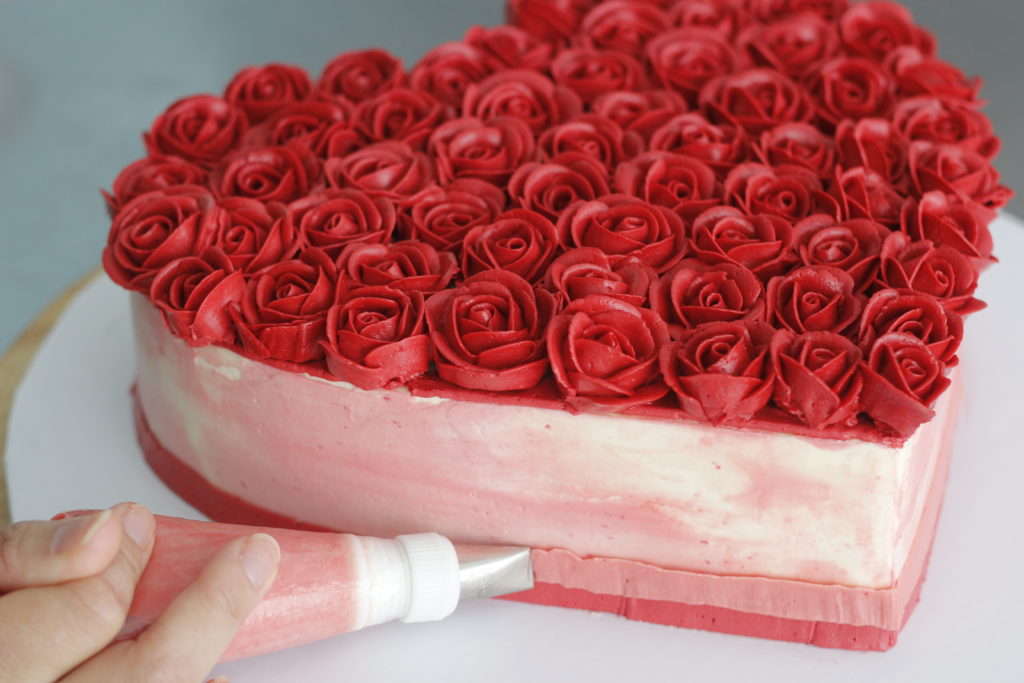 Heart Shaped Cake with Roses