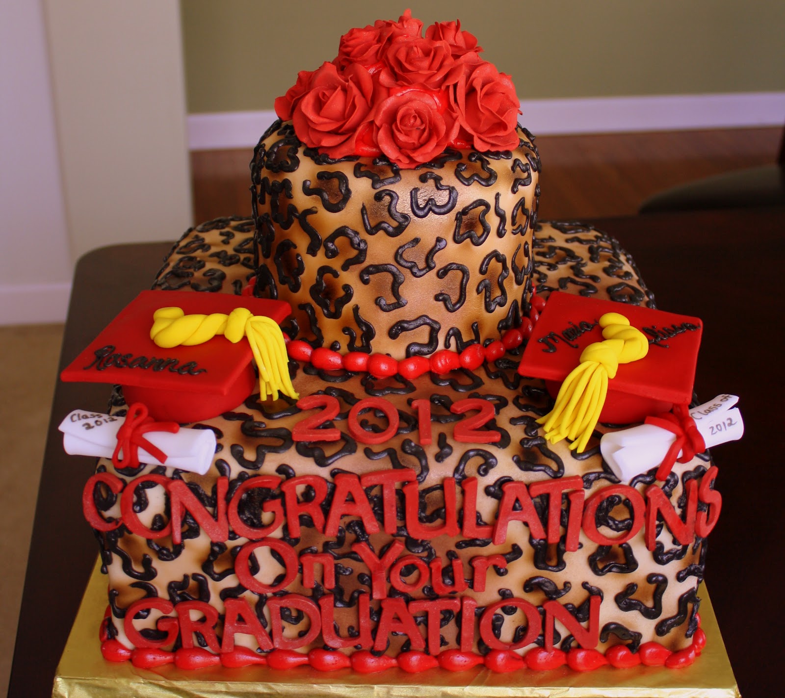 Leopard Print Graduation Cake