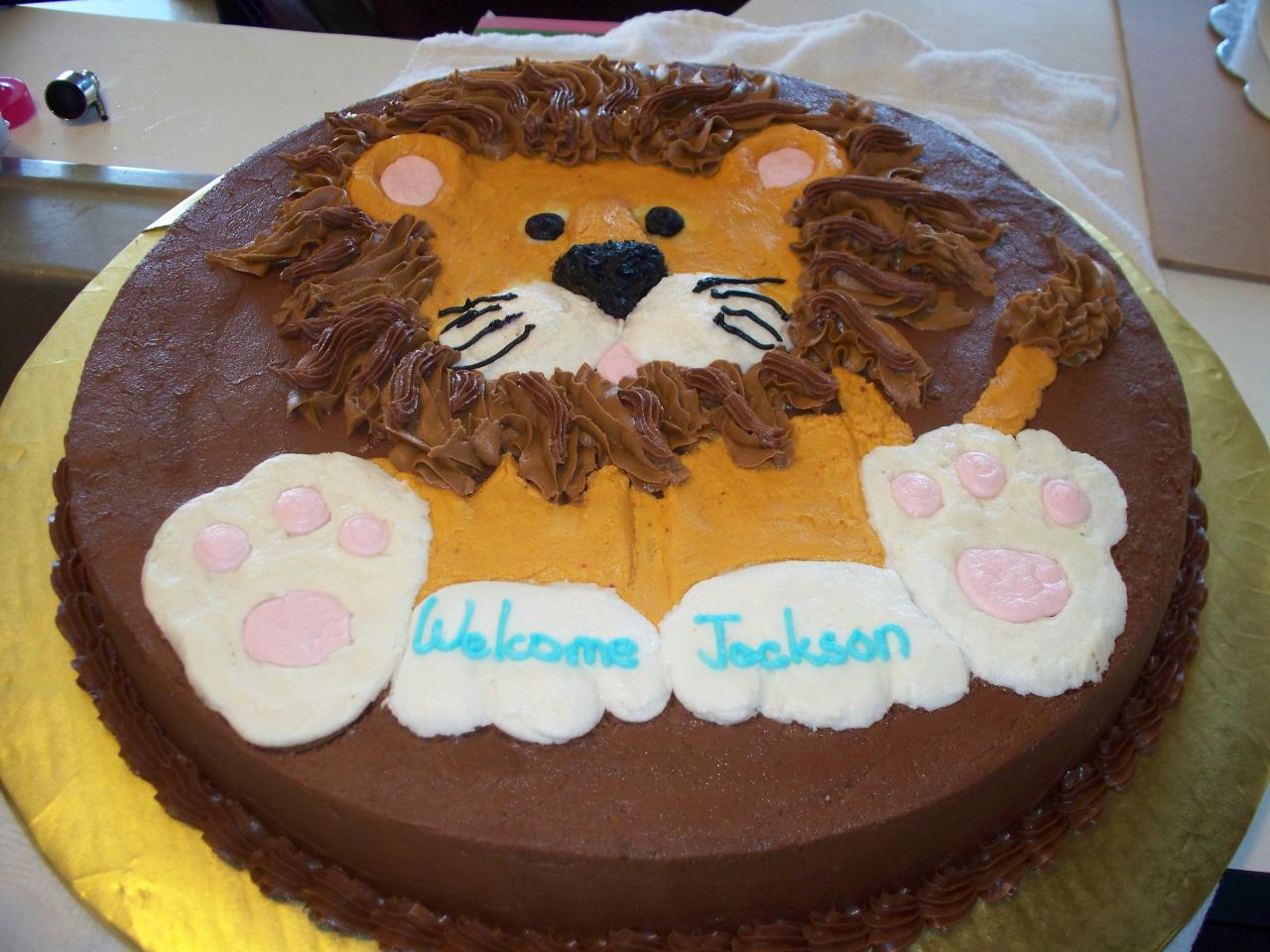 Lion Baby Shower Cake