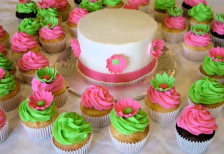 Pink and Green Cupcakes