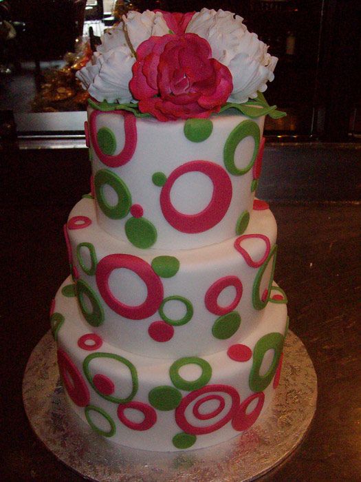 Pink and Green Wedding Cake